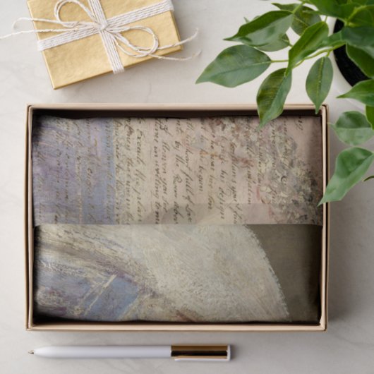  Rustic Texture Paars Writing Decoupage Tissuepapier (Geschenk)