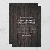 Rustic Textured Wooden Wedding Invitation Kaart (Voorkant / Achterkant)