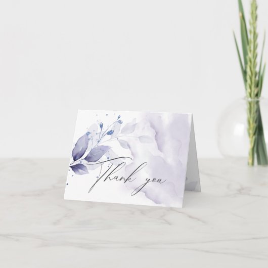 Rustic Thank You Amethyst Watercolor Foliage Bedankkaart (Voorkant)
