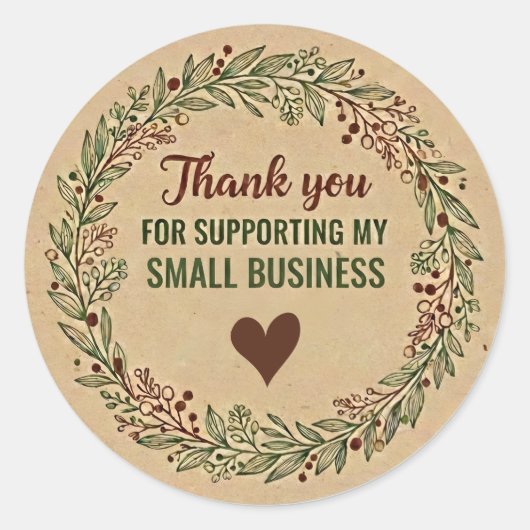 Rustic Thank You Business Sticker – Packaging Labe (Voorkant)