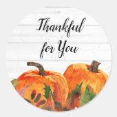 Rustic Thankful for You Waterverf Pumpkins Ronde Sticker (Voorkant)