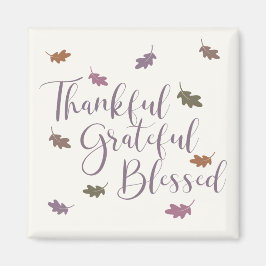 Rustic Thankful Grateful Blessed Autumn Leaves Magneet
