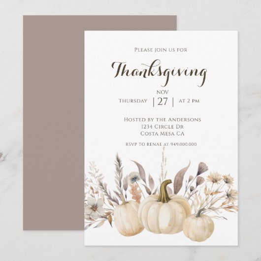 Rustic Thanksgiving-diner Pompoen  Kaart (Voorkant / Achterkant)