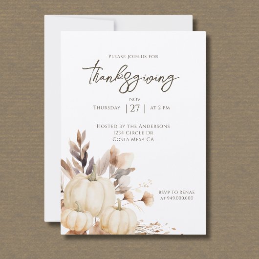 Rustic Thanksgiving-diner Pompoen Kaart