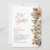 Rustic Thanksgiving-diner Pompoen Laten we samenko Kaart (Voorkant)
