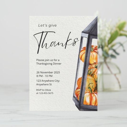 Rustic Thanksgiving Dinner Invitation Kaart (Staand voorkant)