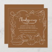 Rustic Thanksgiving Dinner Invitation Kaart (Voorkant / Achterkant)