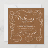 Rustic Thanksgiving Dinner Invitation Kaart (Voorkant)