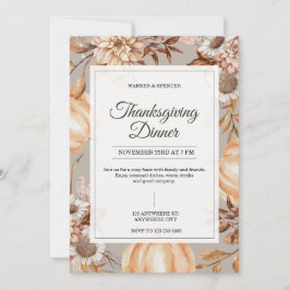 Rustic Thanksgiving Dinner Invitation Kaart