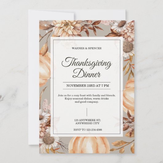 Rustic Thanksgiving Dinner Invitation Kaart (Voorkant)