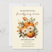 Rustic Thanksgiving Dinner Pompoen Uitnodiging,Vri Kaart (Voorkant)