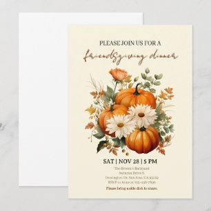 Rustic Thanksgiving Dinner Pompoen Uitnodiging,Vri Kaart