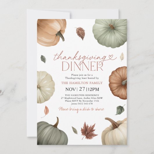 Rustic Thanksgiving Dinner Pumpkin Fall Kaart (Voorkant)