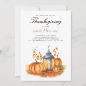Rustic Thanksgiving Dinner Pumpkin Invitation Kaart (Voorkant)