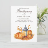 Rustic Thanksgiving Dinner Pumpkin Invitation Kaart (Staand voorkant)