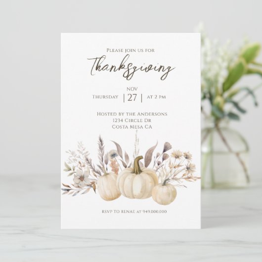 Rustic Thanksgiving Dinner Pumpkin  Kaart (Staand voorkant)