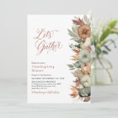 Rustic Thanksgiving Dinner Pumpkin Lets Gather Kaart (Staand voorkant)