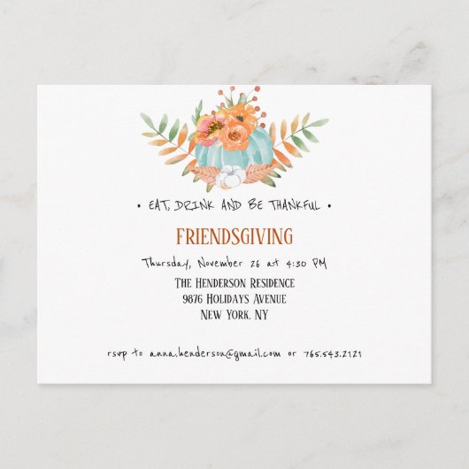 Rustic Thanksgiving Invitation Briefkaart. Uitnodiging Briefkaart (Voorkant)