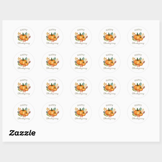 Rustic Thanksgiving Pumpkin Favor Sticker (Vel)