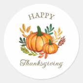 Rustic Thanksgiving Pumpkin Favor Sticker (Voorkant)