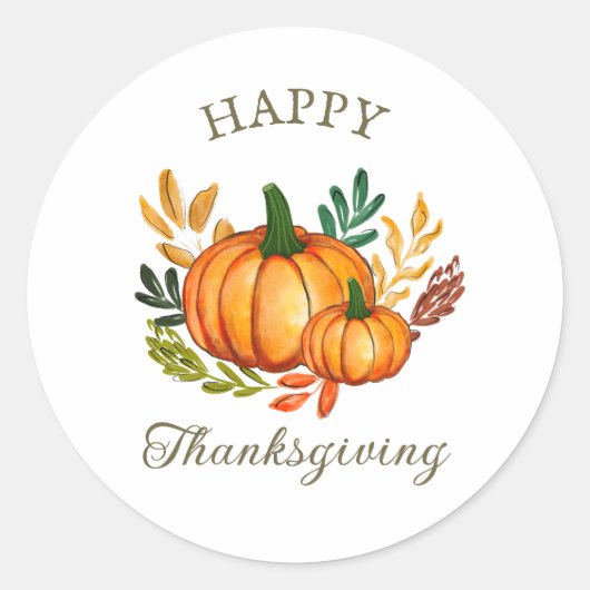 Rustic Thanksgiving Pumpkin Favor Sticker (Voorkant)