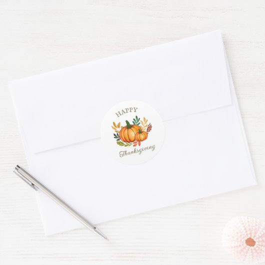 Rustic Thanksgiving Pumpkin Favor Sticker (Envelop)