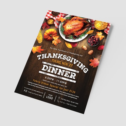 Rustic Thanksgiving Restaurant Dinner Special Flyer