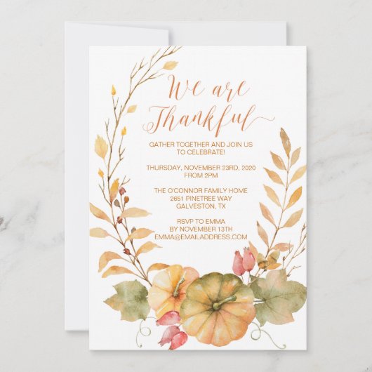 Rustic Thanksgiving Uitnodiging Herfst (Voorkant)