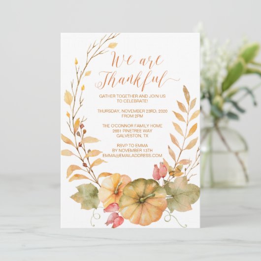 Rustic Thanksgiving Uitnodiging Herfst (Staand voorkant)