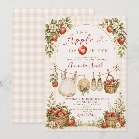 Rustic The Apple of Our Eye Baby Shower Kaart (Voorkant / Achterkant)