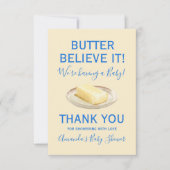 Rustic Theme Butter Yellow Blue Baby Shower Bedankkaart (Voorkant)