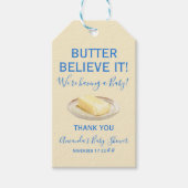 Rustic Theme Butter Yellow Blue Baby Shower Cadeaulabel (Voorkant)