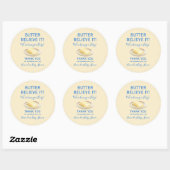 Rustic Theme Butter Yellow Blue Baby Shower Ronde Sticker (Vel)