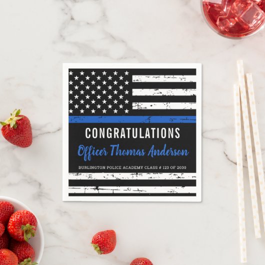 Rustic Thin Blue Line Flag Police Graduation Party Servet (Insitu)