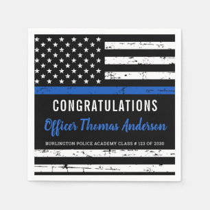 Rustic Thin Blue Line Flag Police Graduation Party Servet