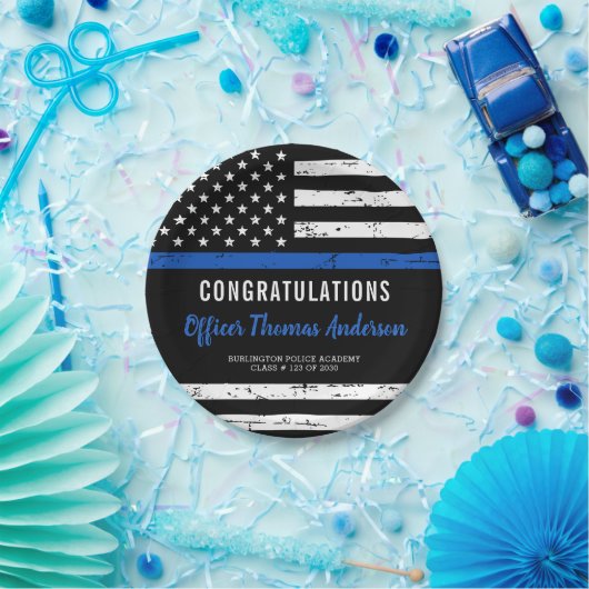 Rustic Thin Blue Line Police Graduparty Papieren Bordje (Feest)