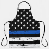 Rustic Thin Blue Line Police Officer BBQ Schort (Voorkant)