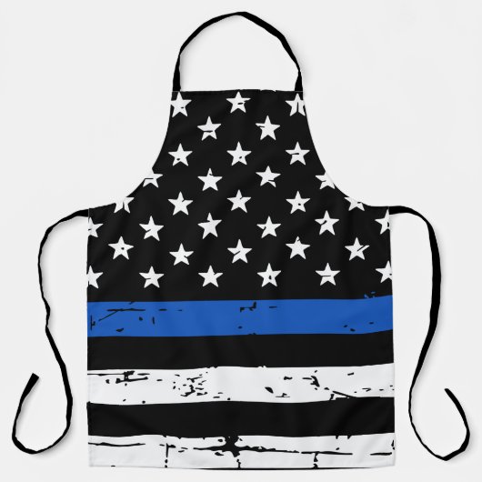 Rustic Thin Blue Line Police Officer BBQ Schort (Voorkant)