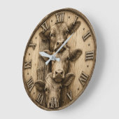 Rustic Three Cows Farmhouse Vintage Wood Grote Klok (Hoek)