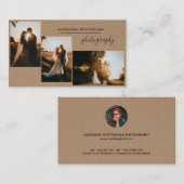Rustic Three Photo Collage Wedding Photography Visitekaartje (Voorkant / Achterkant)