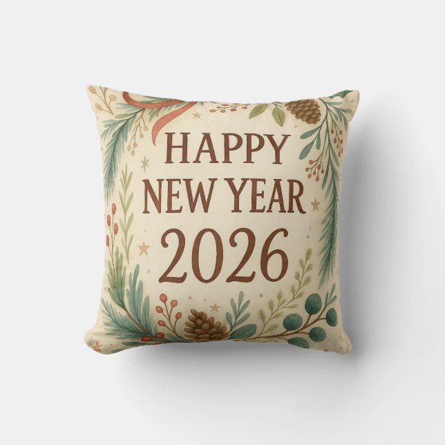 rustic throw pillow for happy new year 2026 kussen (Voorkant)