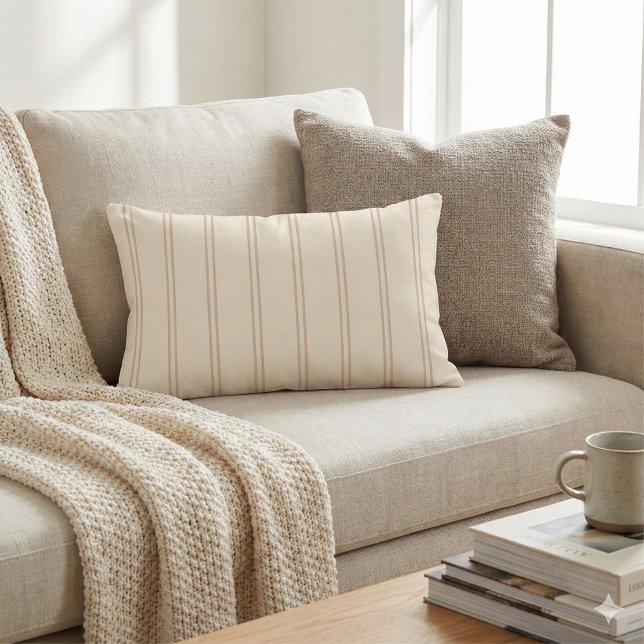 Rustic Ticking Stripe | Hand Drawn Desert Sand Kussen (Creator heeft geüpload)