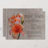 Rustic Tiger Lilies Bridal Shower Invitations Kaart (Voorkant / Achterkant)