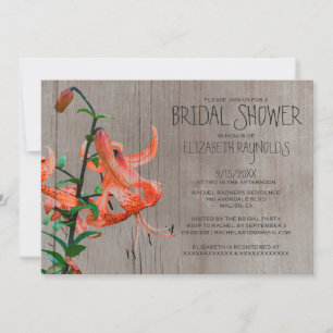 Rustic Tiger Lily Bridal Shower Kaart