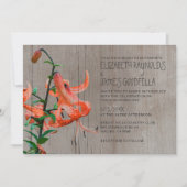 Rustic Tiger Lily Wedding Invitations Kaart (Voorkant)