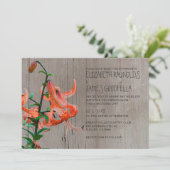 Rustic Tiger Lily Wedding Invitations Kaart (Staand voorkant)