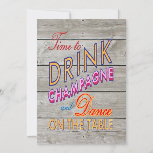 Rustic Tijd aan Drink Champagne Corporate Invite Kaart (Voorkant)