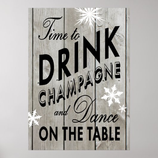 Rustic Time to Drink Champagne Holiday Poster (Voorkant)