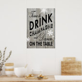 Rustic Time to Drink Champagne Holiday Poster (Keuken)