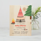 Rustic Tipi Camp Out Birthday Party Kaart (Staand voorkant)